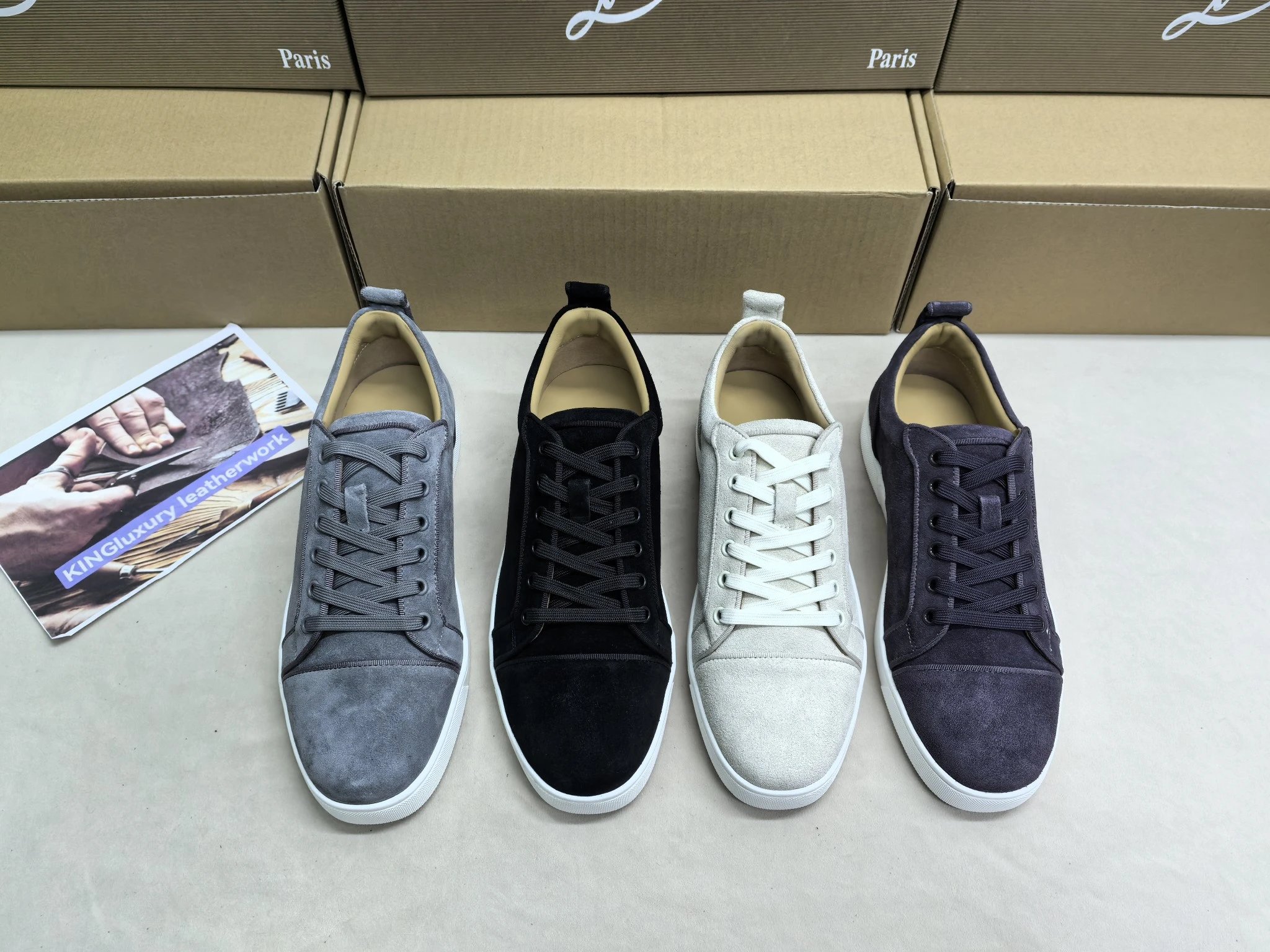 Suede Low Top Sneakers Gray Black White Navy Casual