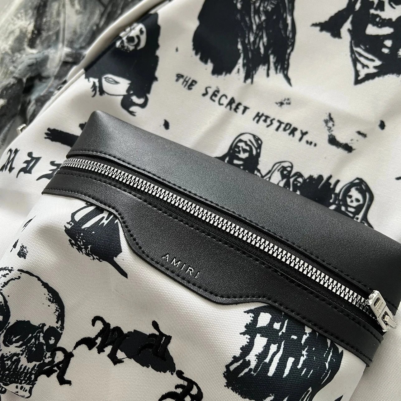 Amiri Style Skull Canvas Backpack