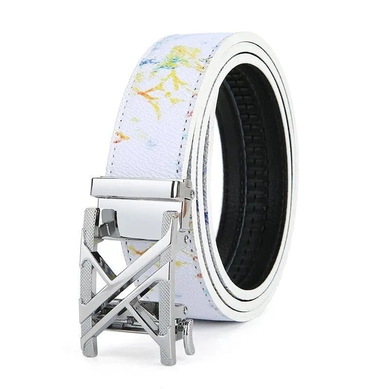 Trendy Full Slot - White Graffiti Silver Buckle