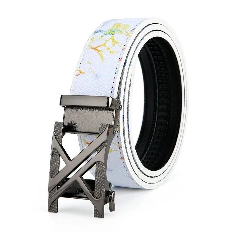 Trendy Full Slot - White Graffiti Gunmetal Buckle