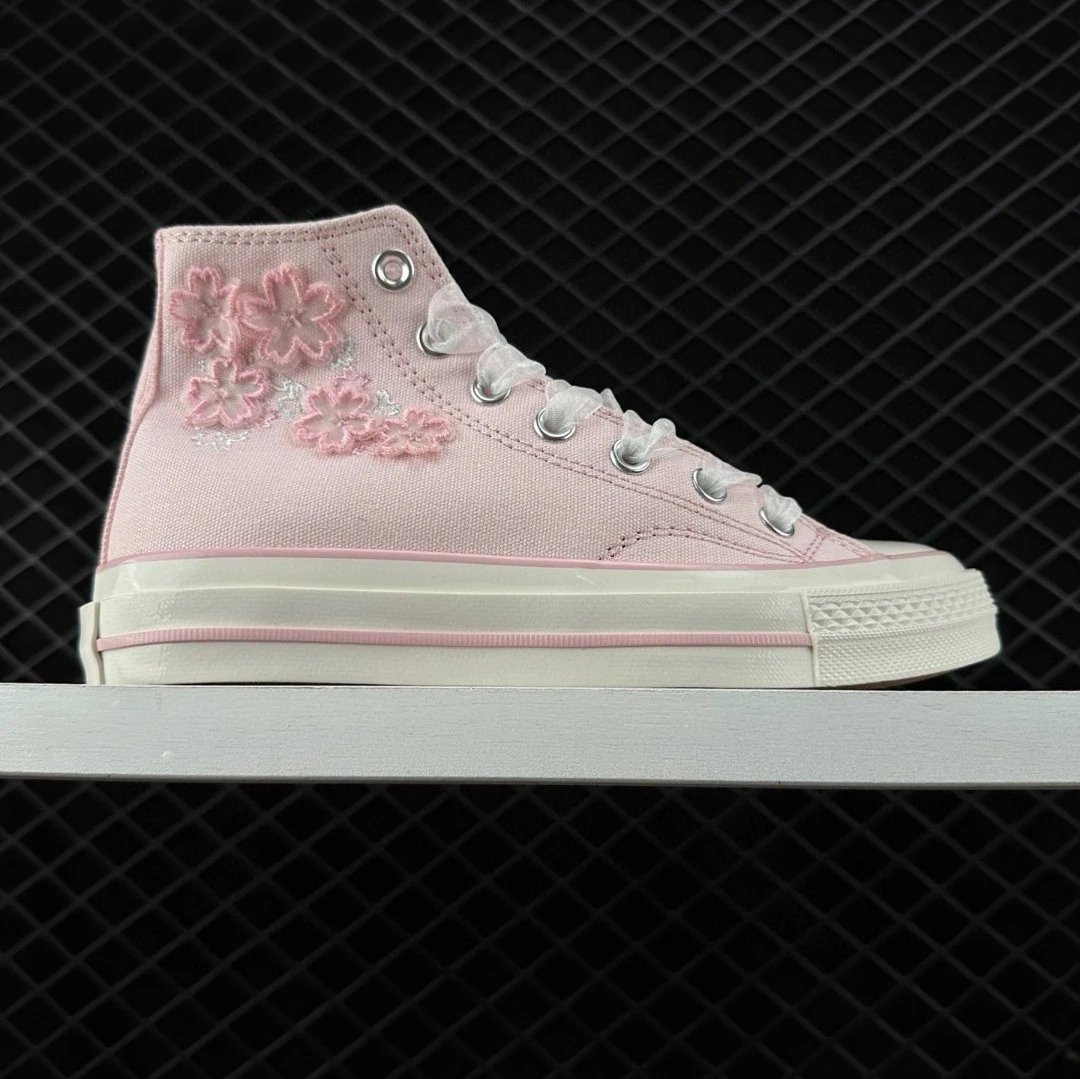 Converse Chuck Taylor All Star High Top Pink Floral Embroidery Sneakers