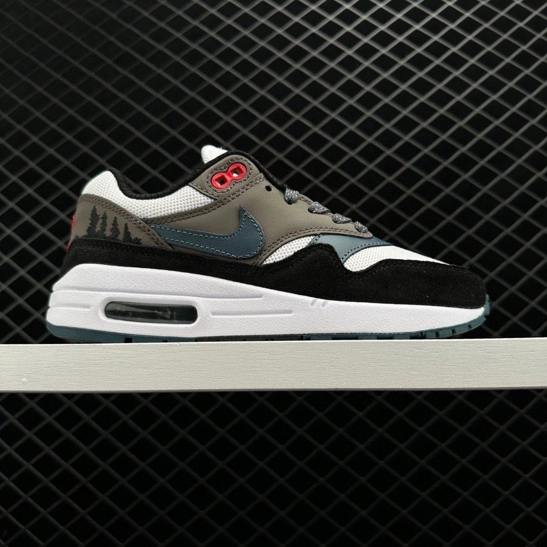 Nike Air Max 1 Prm Escape Men's and Women's Low-top Retro Sneakers Men's and Women's Classic Casual Running Shoes Non-slip and wear-resistant Air cushion cushioning Lightweight and breathable Gray, White and Black FJ0698 100