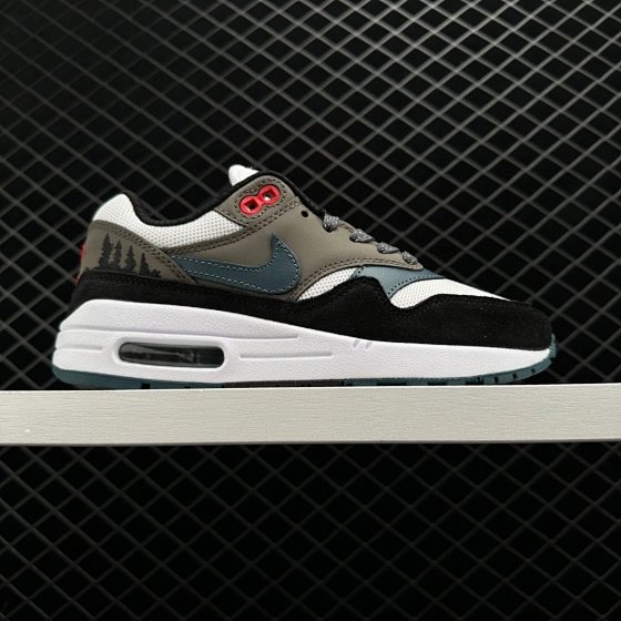 Nike Air Max 1 Prm Escape Men's and Women's Low-top Retro Sneakers Men's and Women's Classic Casual Running Shoes Non-slip and wear-resistant Air cushion cushioning Lightweight and breathable Gray, White and Black FJ0698 100