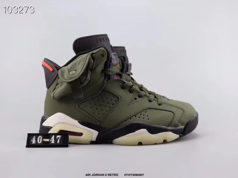 乔丹Travis Scott x Air Jordan 6 高帮军绿夜光底TS联名篮球鞋AJ6