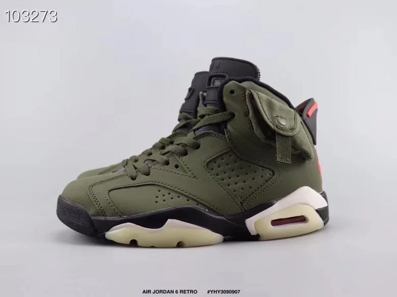 乔丹Travis Scott x Air Jordan 6 高帮军绿夜光底TS联名篮球鞋AJ6