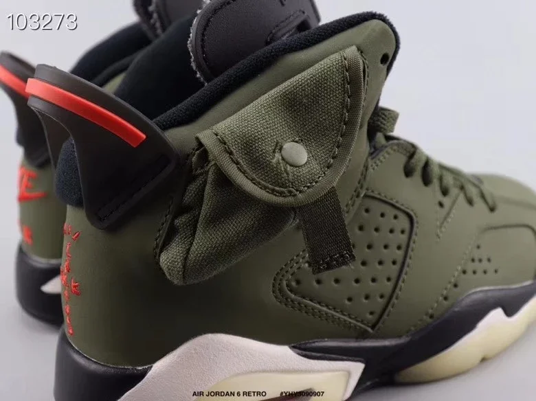 乔丹Travis Scott x Air Jordan 6 高帮军绿夜光底TS联名篮球鞋AJ6