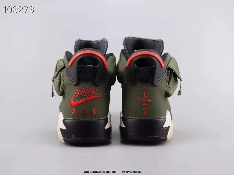 乔丹Travis Scott x Air Jordan 6 高帮军绿夜光底TS联名篮球鞋AJ6