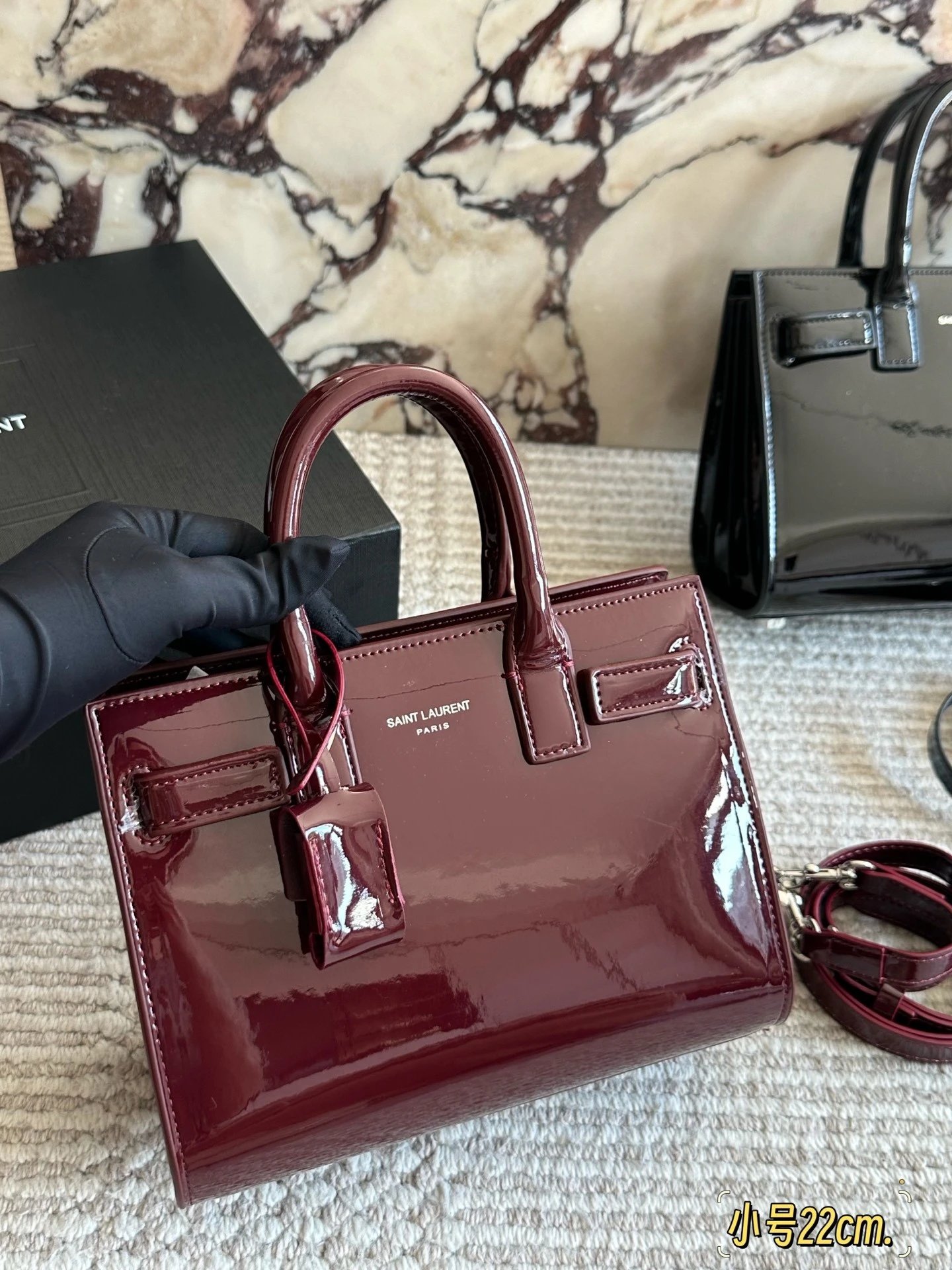 Saint Laurent Handbags Sac de Jour Patent Top-Handle — Wine red [with gift box】