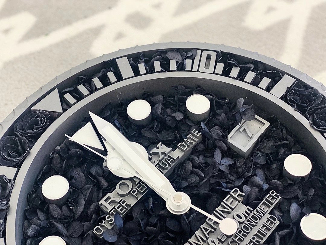 Rolex Submariner Themed Preserved Flower Wall Clock