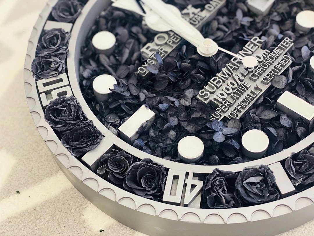 Rolex Submariner Themed Preserved Flower Wall Clock