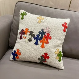 thumbnail for Chrome Hearts lamb wool cross embroidered pillowSize: 45x45cm