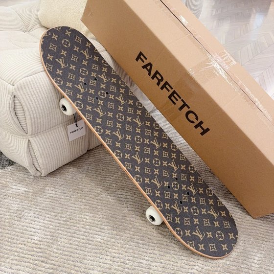 Trendy Brand Monogram Skateboard: This skateboard deck features a classic monogram pattern for high recognition.
