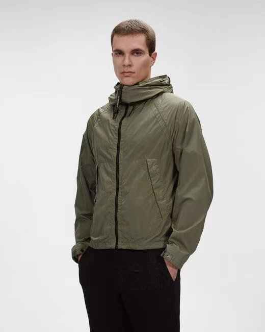 2025 Fall/Winter New CP Zip-Up Hooded Waterproof Jacket, Loose Fit Double-Layer Mesh Windbreaker