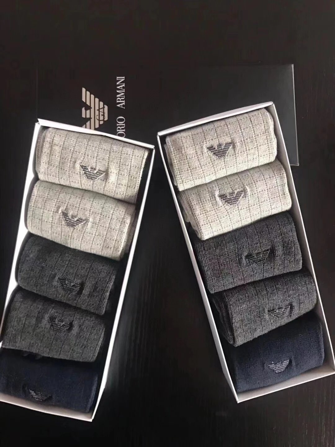 【 Price for 5 pairs 】 EMORIO ARMANI EA Armani Autumn/Winter Men's Mid tube Pure Cotton Warm and Odor proof Socks Embroidered Mid tube Socks Casual Socks Business Men's Socks All Cotton