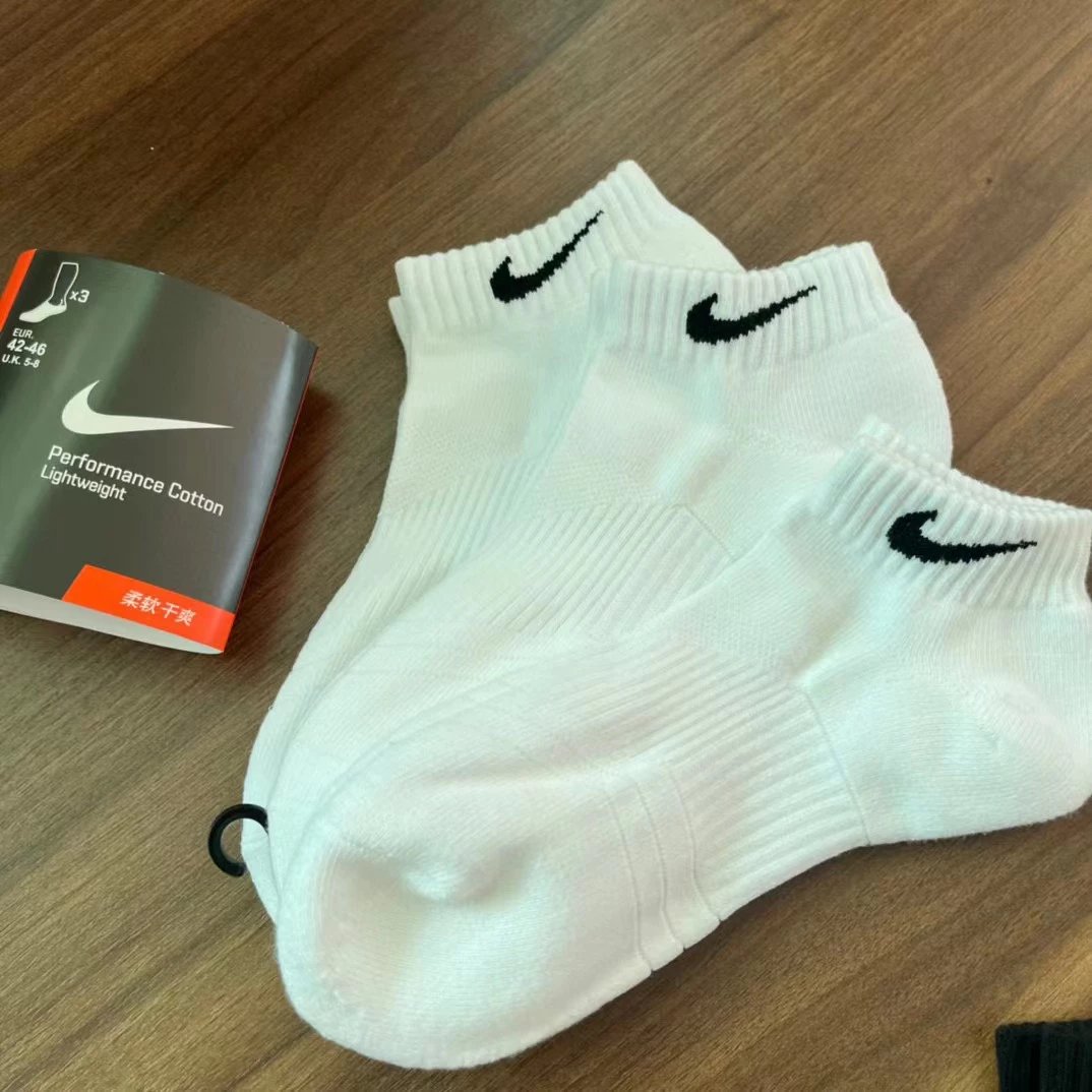 Orange Card White Towel Bottom Boat Socks 3 Pairs Set
