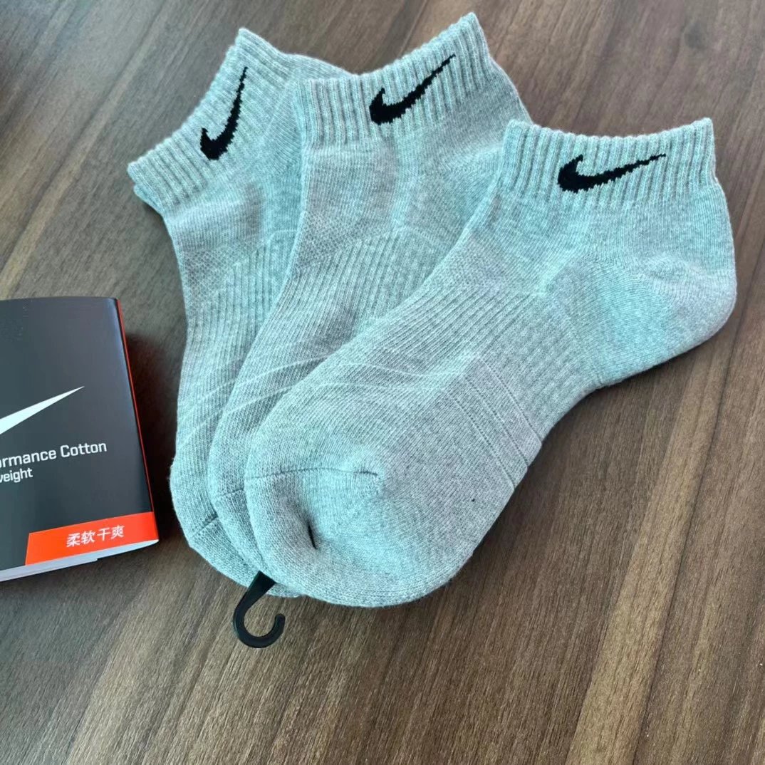 Orange Card Gray Towel Bottom Boat Socks 3 Pairs Set