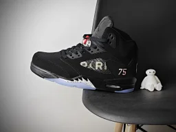 thumbnail for [Collection] J5 Classic Vintage Hightop Sports Basketball Shoes Black Silver Hook 845035-003