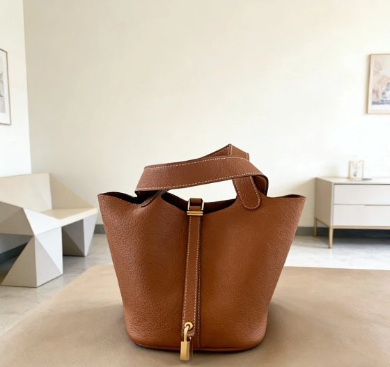 Hermes Picotin Lock Bag 18cm 22cm Women's Genuine Leather Bucket Bag Handbag with Lock Top Handle Tote