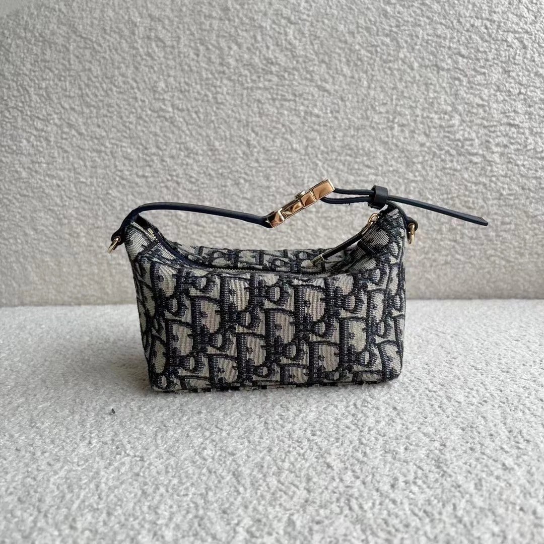 2022s D家新款Nomad手拿包 Hobo腋下包 菱格包 藤格纹羊皮包 蓝色刺绣Oblique印花帆布手提包 CD便当包 饭盒包 真皮女包  3