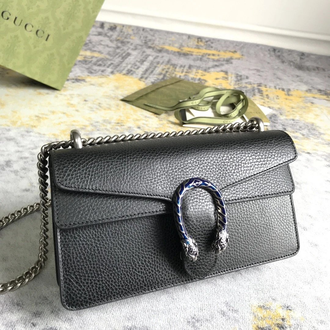 GUCCI新款原单真皮酒神包499623中号链条包女复古虎头包 15