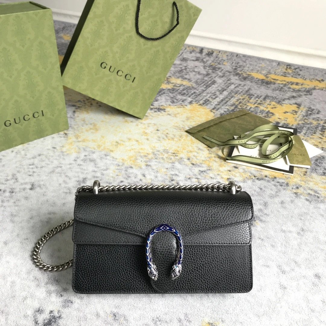 GUCCI新款原单真皮酒神包499623中号链条包女复古虎头包 14