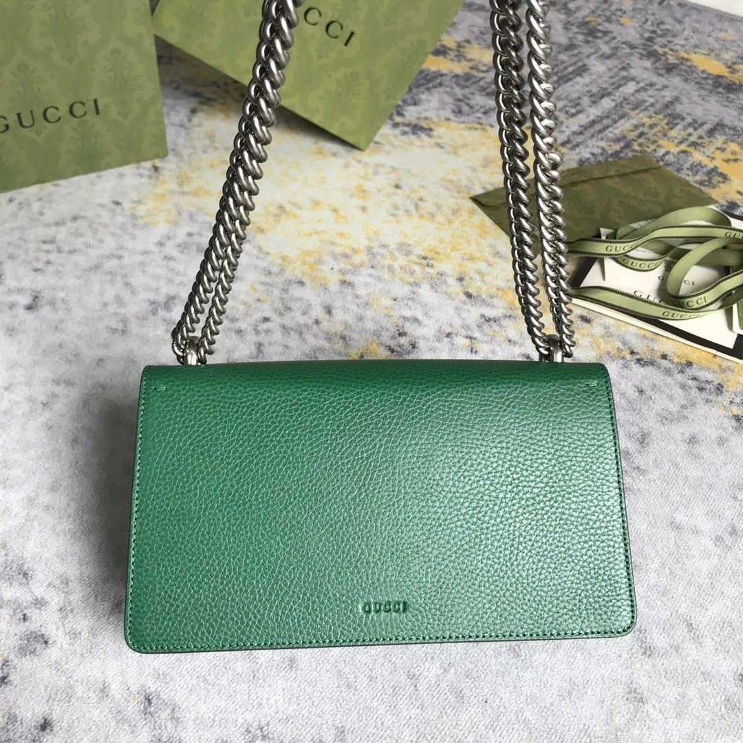 GUCCI新款原单真皮酒神包499623中号链条包女复古虎头包 12