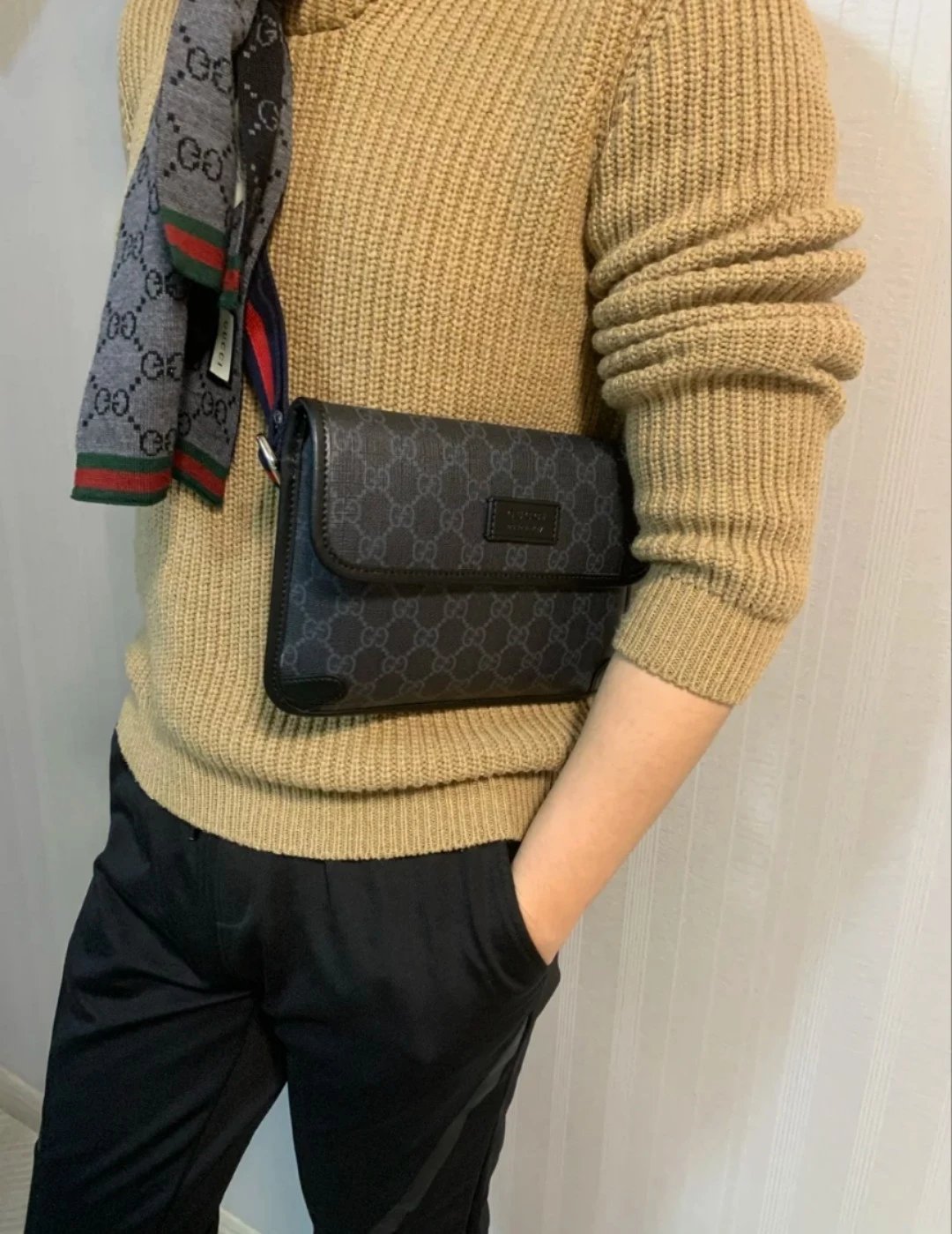 古家男士胸包虎头包 598113男包Supreme腰包 休闲挎包