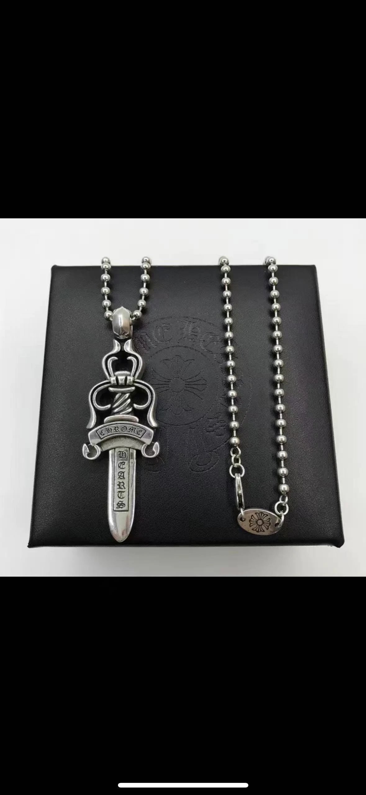 Croop Retro Text Sword Necklace Hip Hop Boys Versatile Sweater Chain Accessories Pendant
