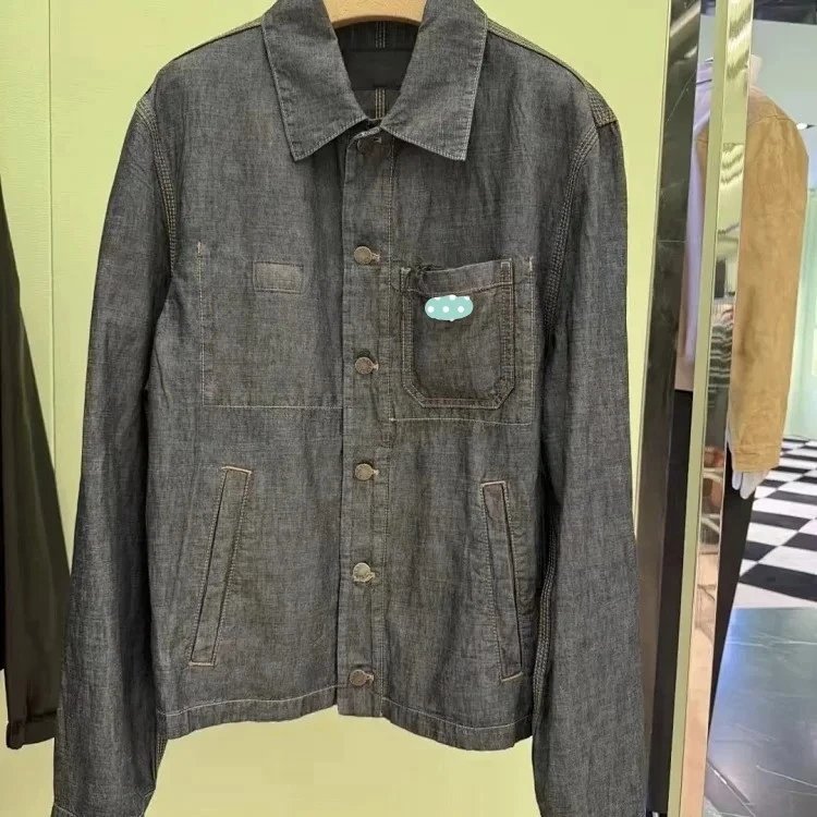 【 Spot Delivery 】 P Lightweight Linen Cowboy Jacket, Original Triangle Brand, Original Fabric, Accessories Verified Standard, Old Money Style