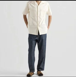 thumbnail for [Spot second delivery] p lightweight linen denim pants, original fabric original triangle brand, accessories have passed the standard, and the daily items of old money