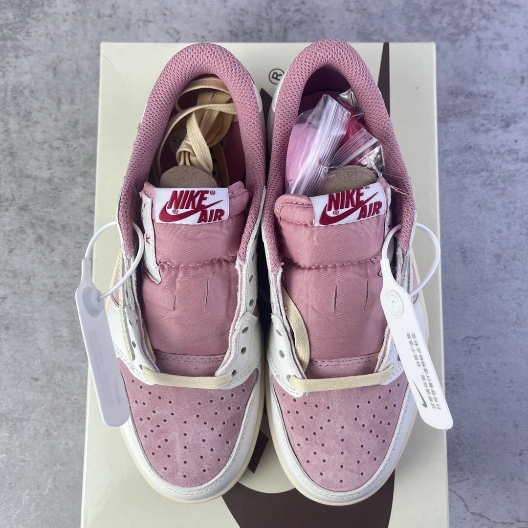 Travis Scott x Nike Air Jordan 1 Low OG Pink Foam Sneakers - 23