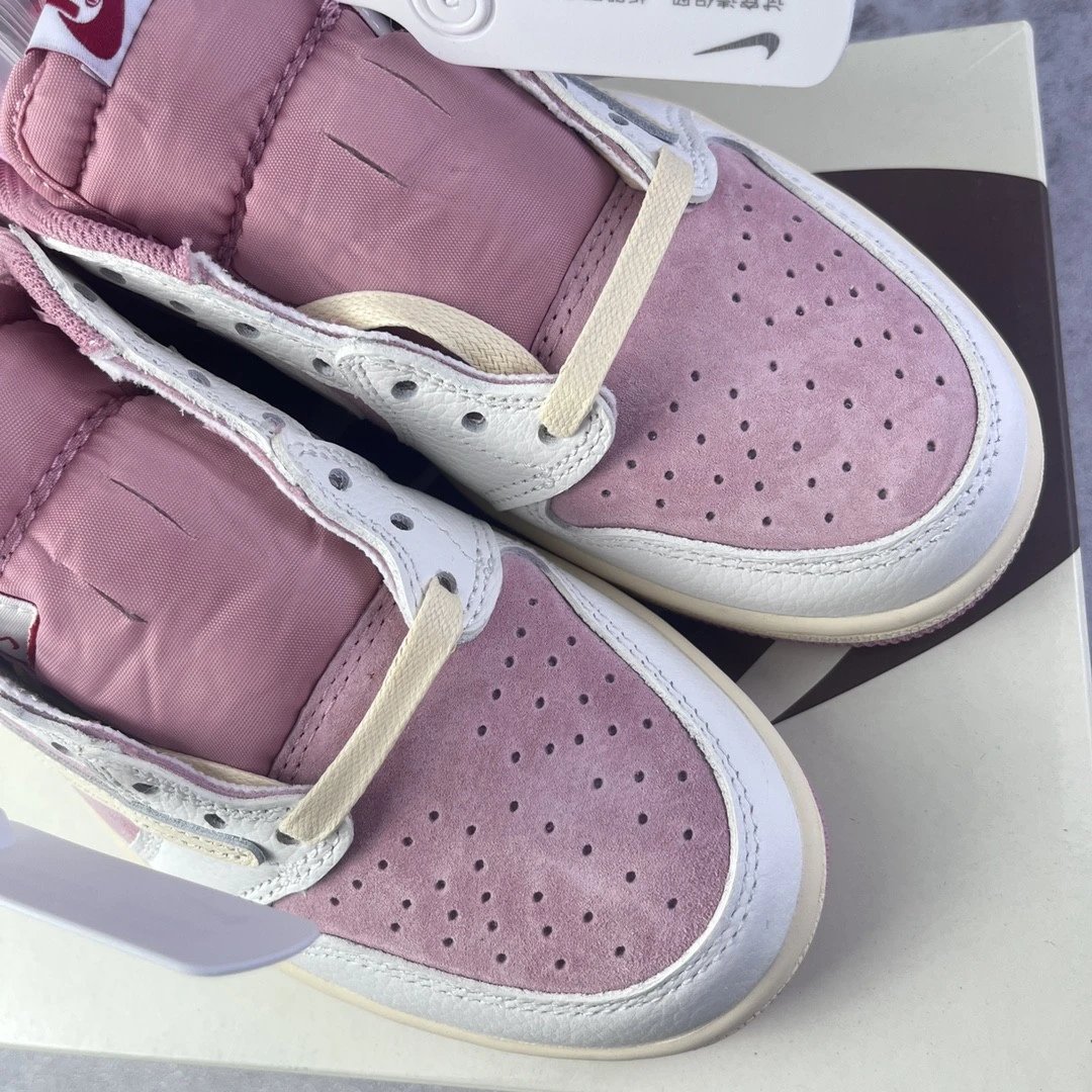 Travis Scott x Nike Air Jordan 1 Low OG Pink Foam Sneakers - 22