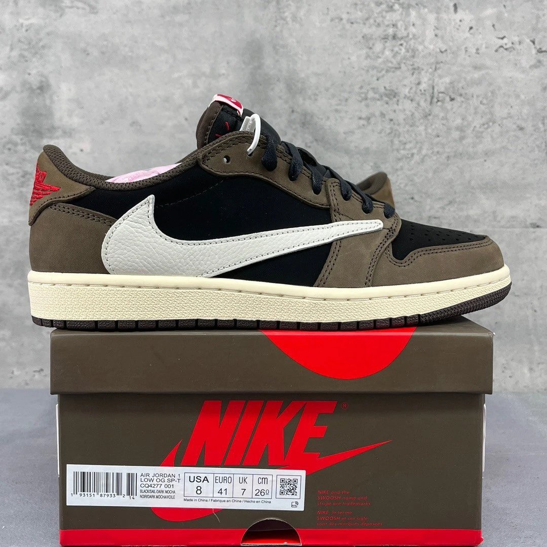 Travis Scott x Nike Air Jordan 1 Low OG Pink Foam Sneakers - 27