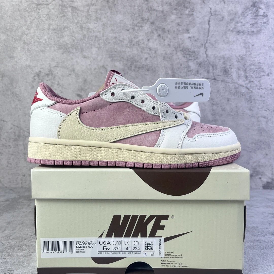 Travis Scott x Nike Air Jordan 1 Low OG Pink Foam Sneakers - 18