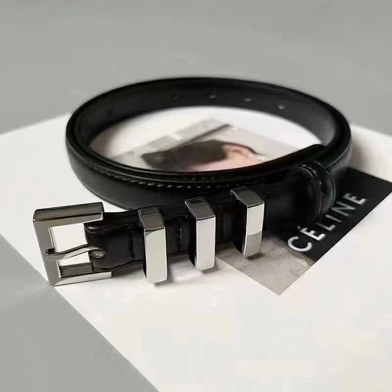 SLP three section buckle belt with steel stamp engraved leather pattern, delicate and differentiated from the market