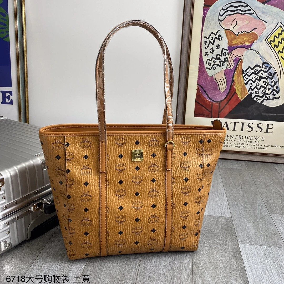 MCM Visetos Large Shopper Tote Bag