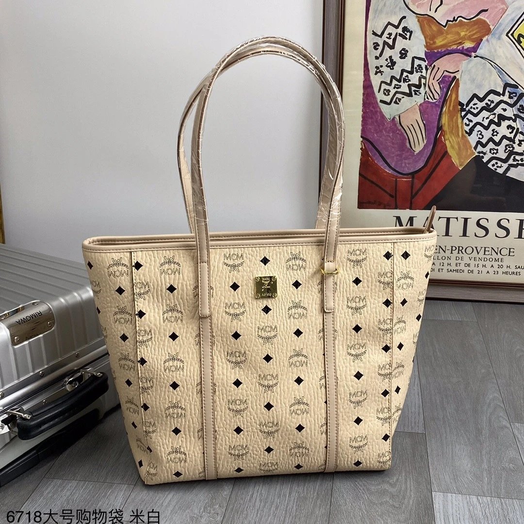 MCM Visetos Large Shopper Tote Bag