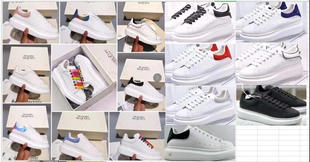 Alexander McQueen Couple Thick Sole Leather Sneakers