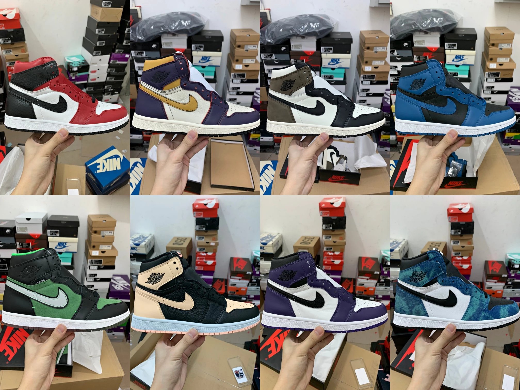 Air Jordan 1 Full Grain Leather Basketball Sneakers Multi-color Options