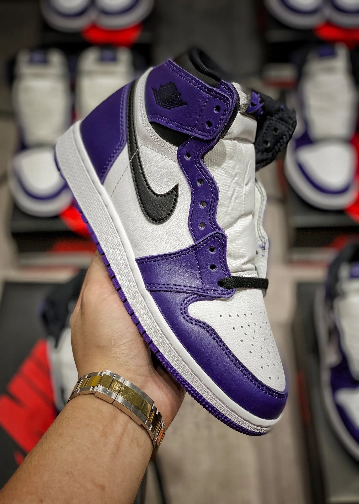 AJ1 GS White Purple