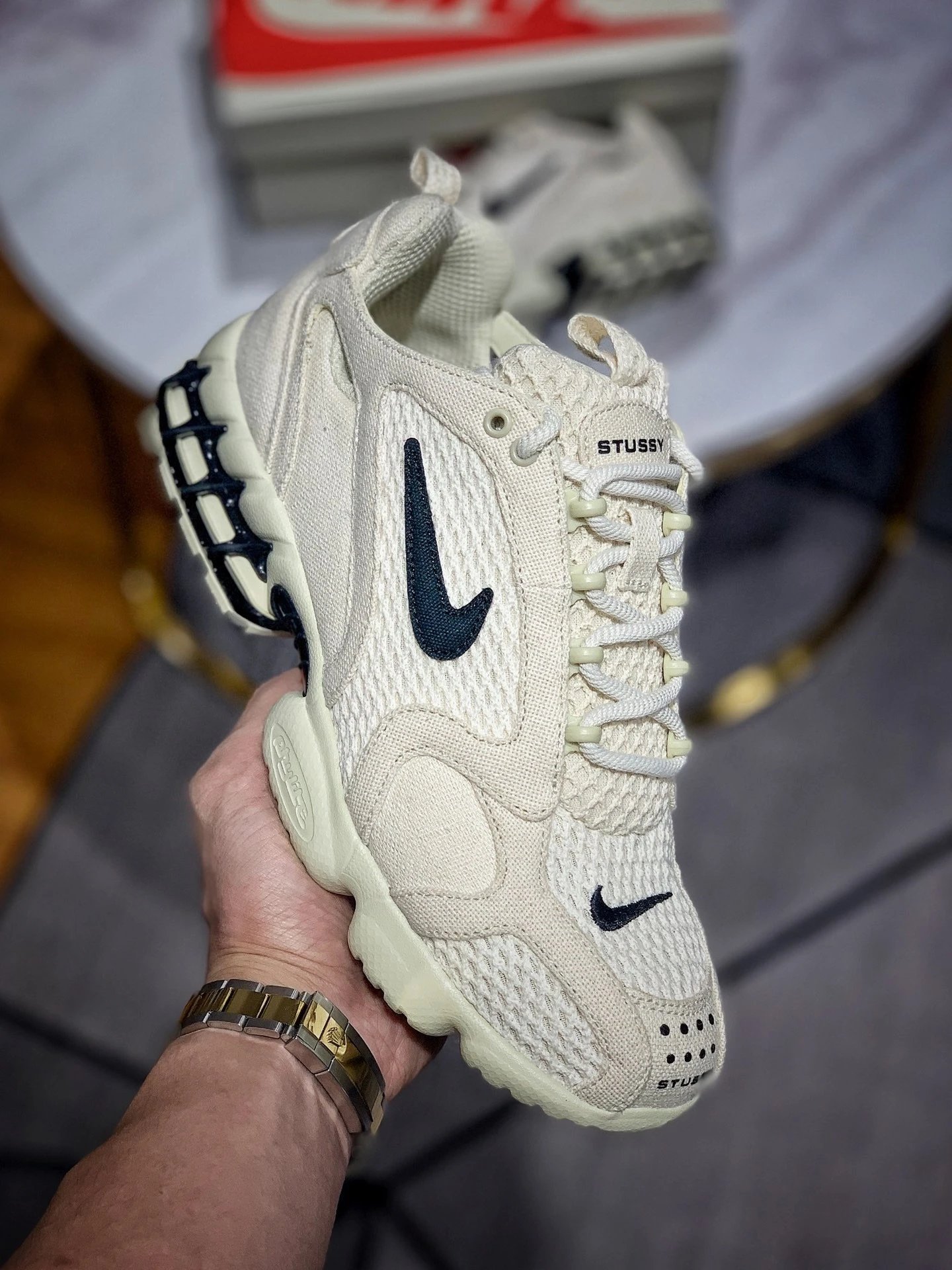CC🔑N450380 Edition Stussy x Air Zoom Spiridon Cage 2 Stussy Desert Yellow True After