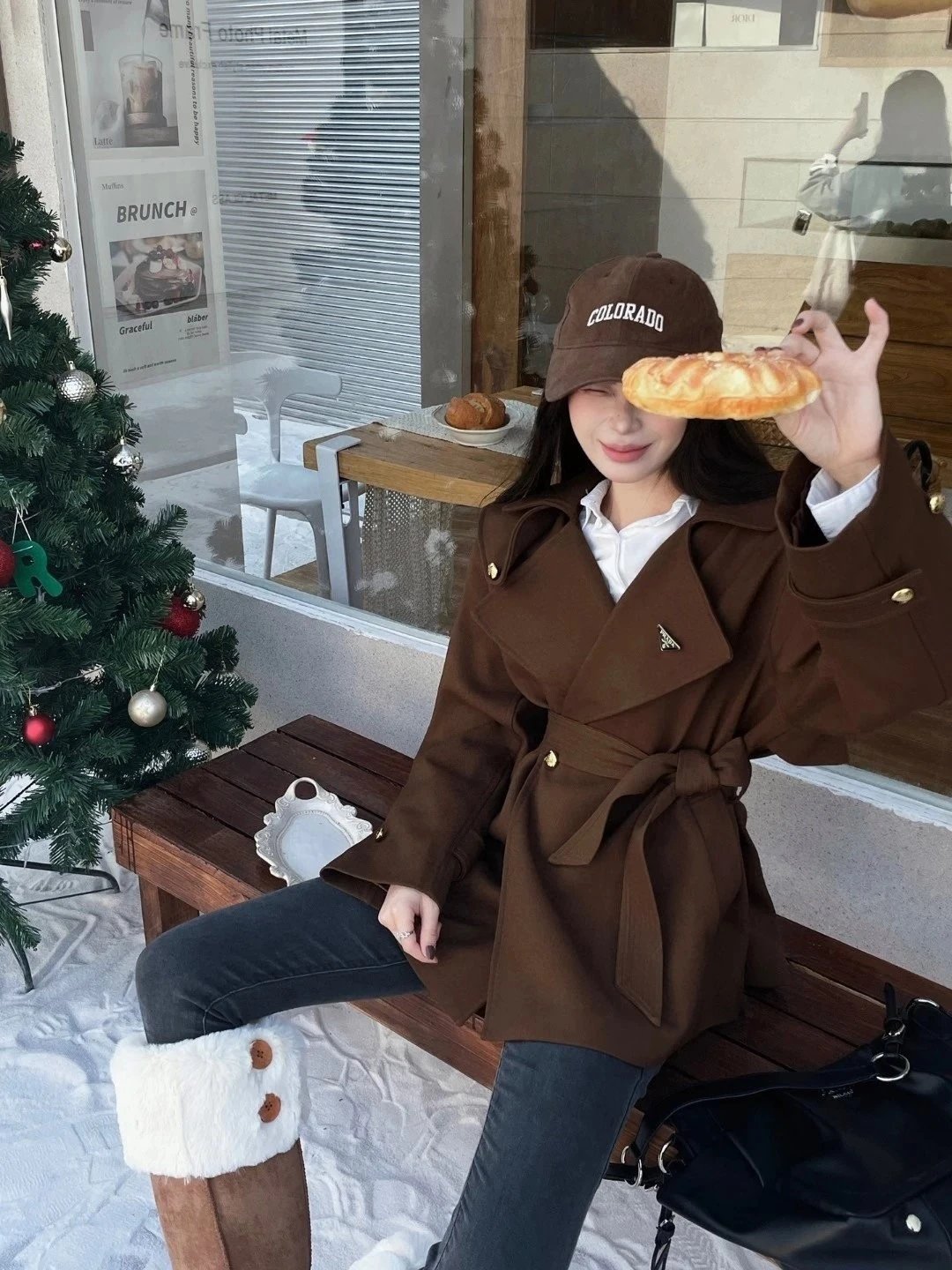 Brown trench coat S bust 128cm length 72cm drop-shoulder long sleeve S bust 128cm length 74cm