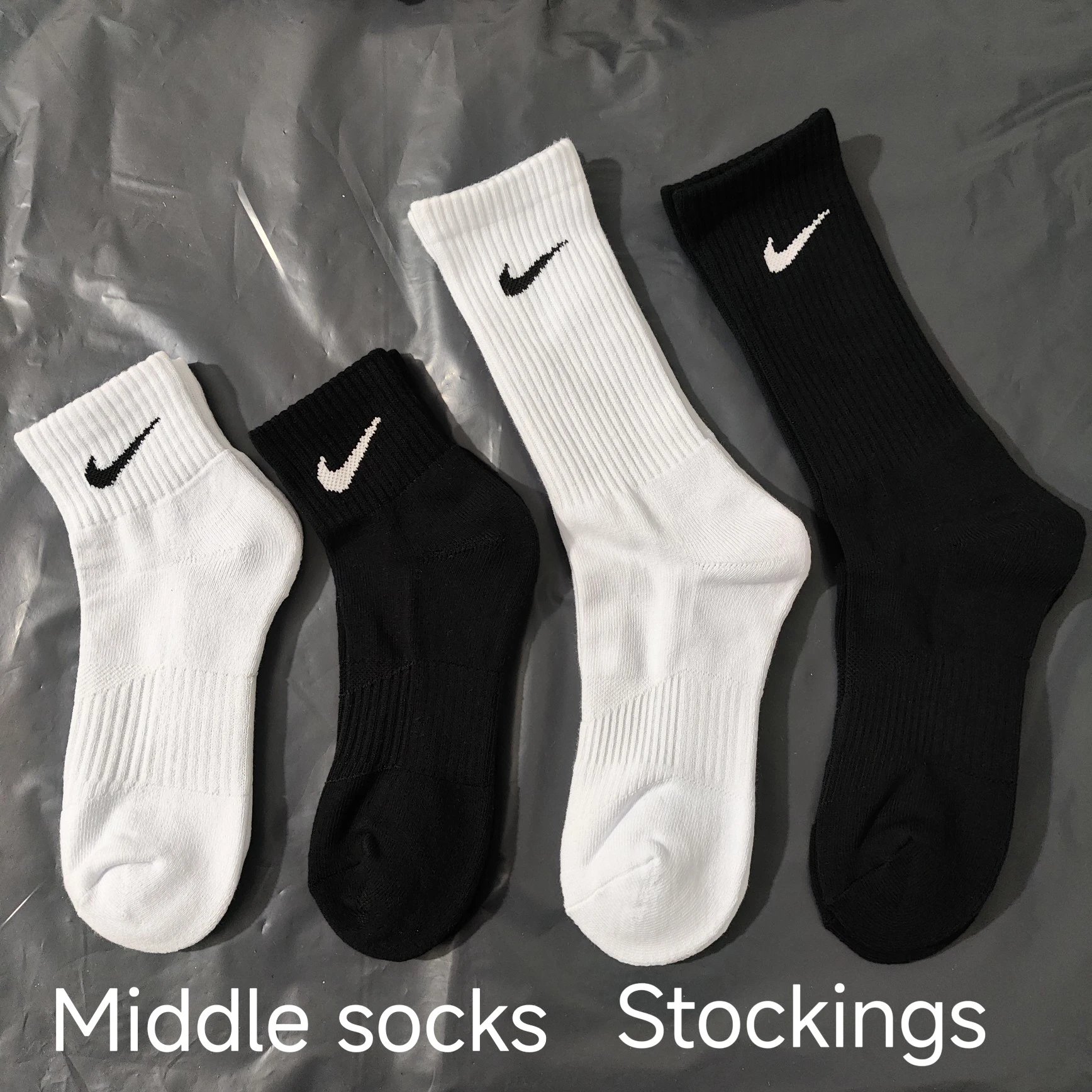 Premium Quality! Solid Color High Crew/Mid-Calf Terry Cushion Athletic Socks with Swoosh, Odor-Resistant Breathable Moisture-Wicking, One Size Fits Most, 3 Pairs Per Pack
