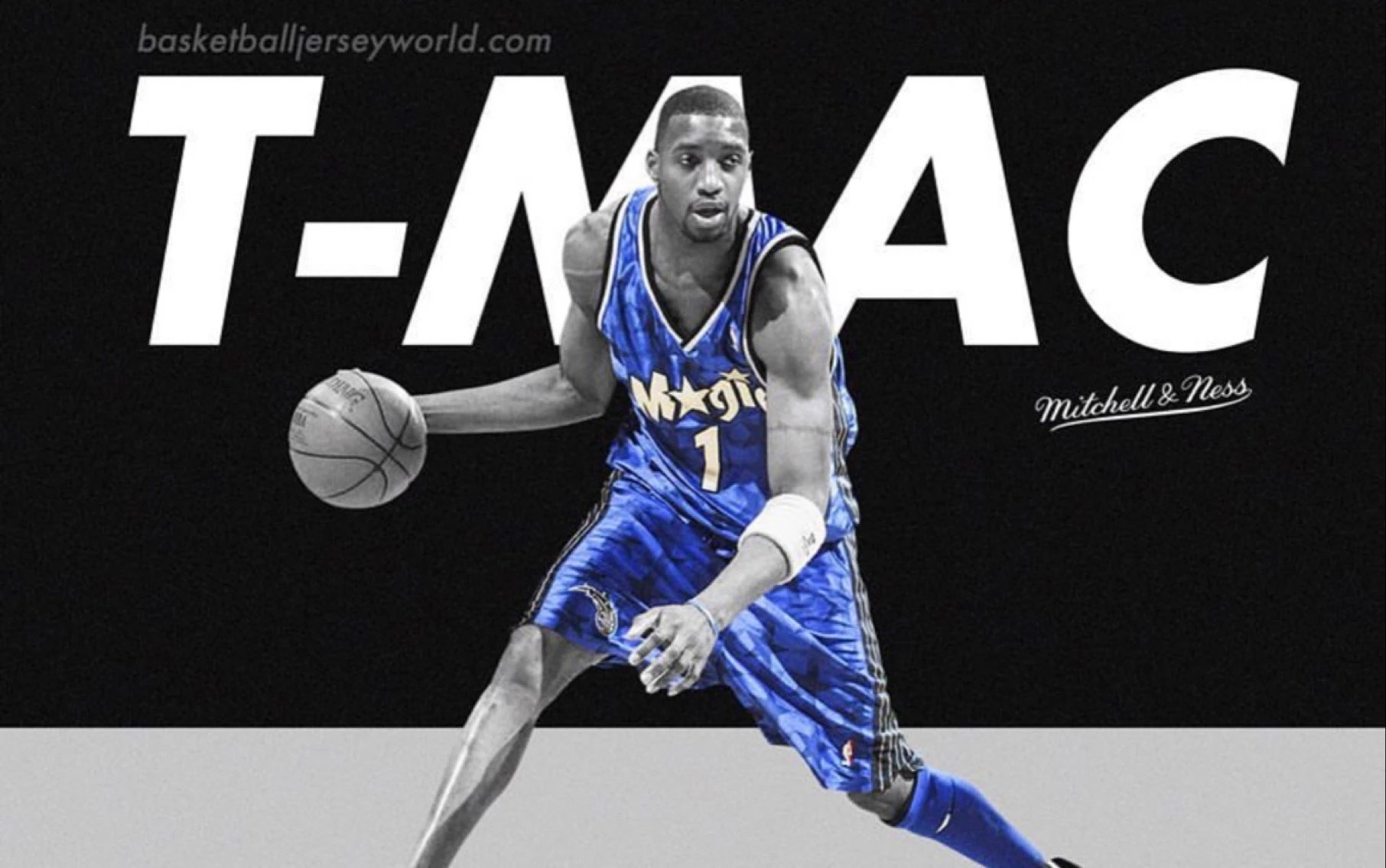 Tracy McGrady Magic No.1 jersey NBA league hot press jersey synchronized light square data 1.1 grams 250g heavy fabric