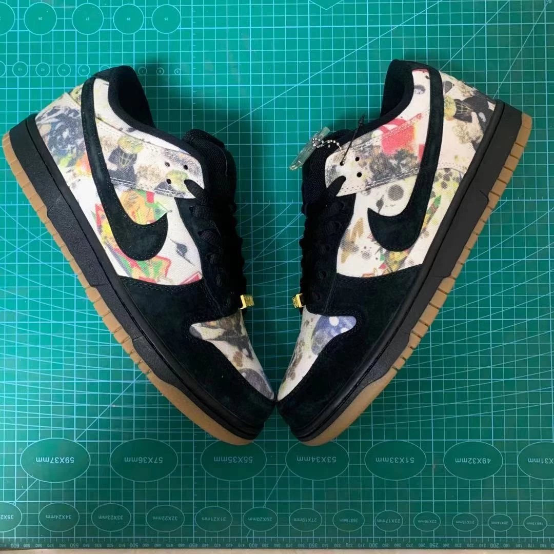 Top Batch Supreme x Nike SB DunkLow "Rammellzee" joint model trendy retro wear-resistant and breathable low-top sneakers men's black color