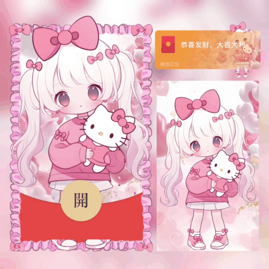 【卡密兑换】微信红包封面『kt猫女孩/bb』官方卡密丨端内兑换丨24小时自助提卡！
