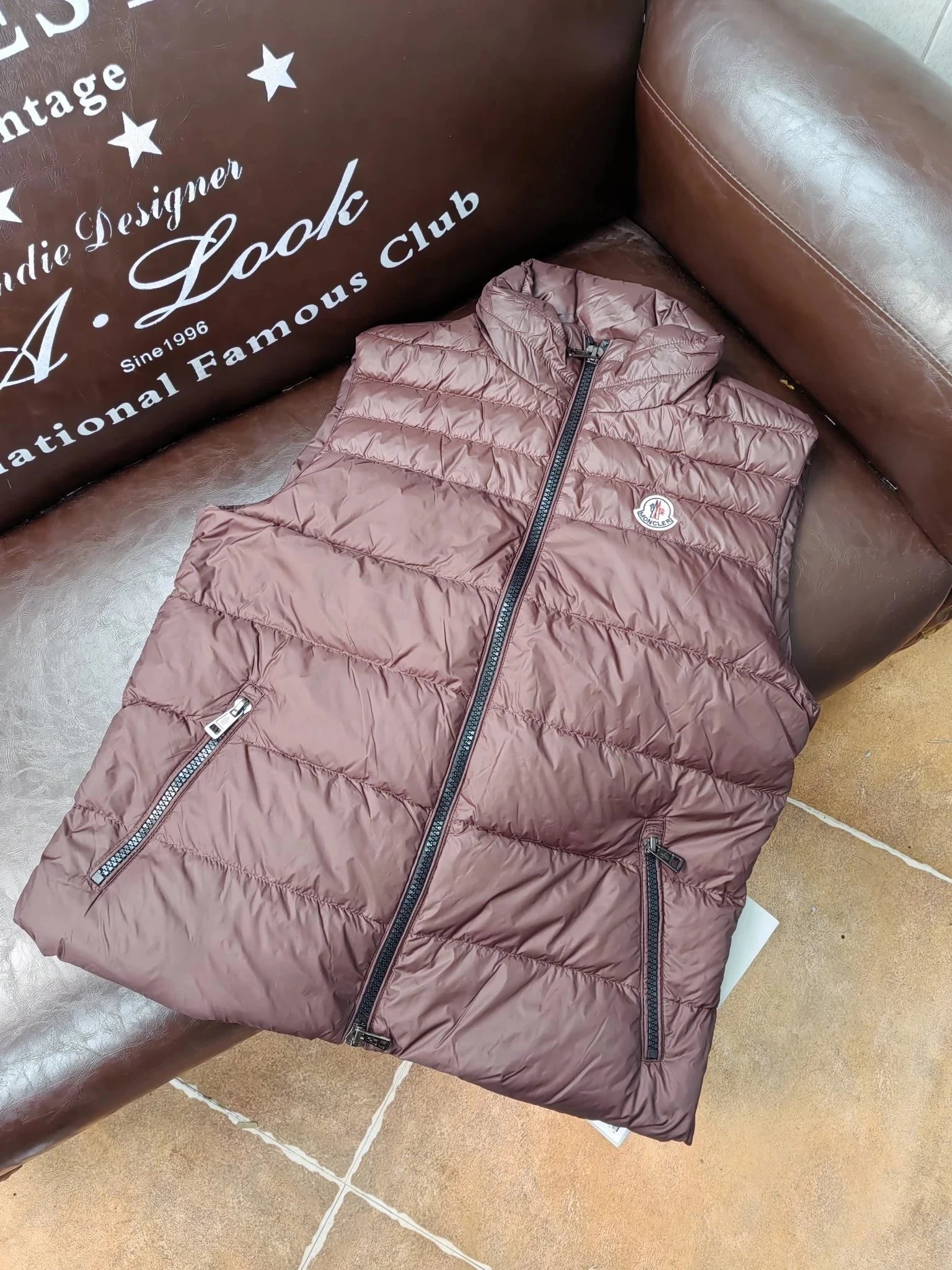 Mongolian Maya Down Vest: Men's Brown