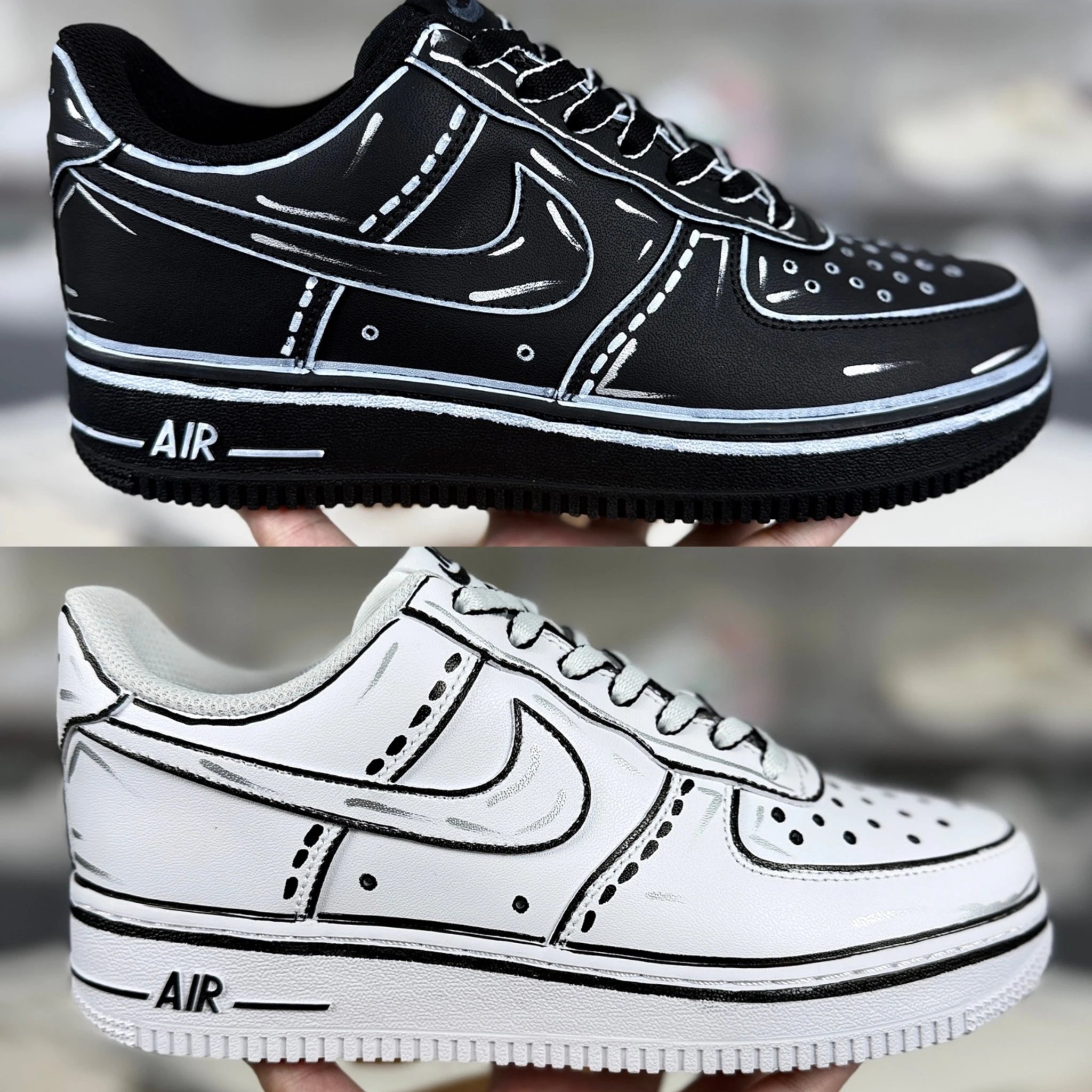 耐克▪️KJ纯原 Nike Air Force 1 云禾野 未来世界 二次元 撕漫风 凌乱线条 防滑耐磨 低帮 板鞋 货号：CW2288-111，DD8959-001/CW2288-001（Team3