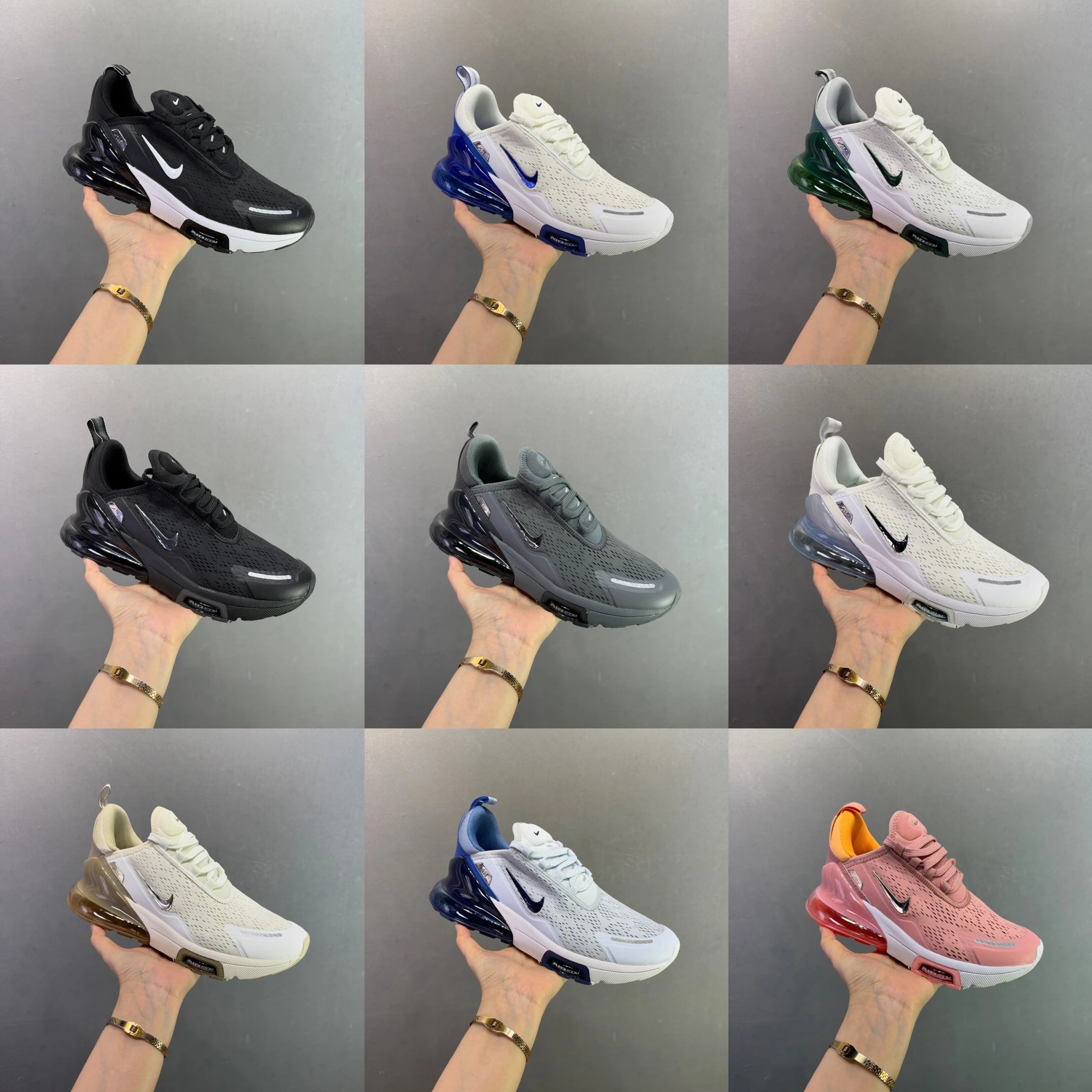 耐克Nike Air Max 270 舒适贴合跑步鞋 灰色 货号:IO9883-006，IO9884-002，IO9884-107