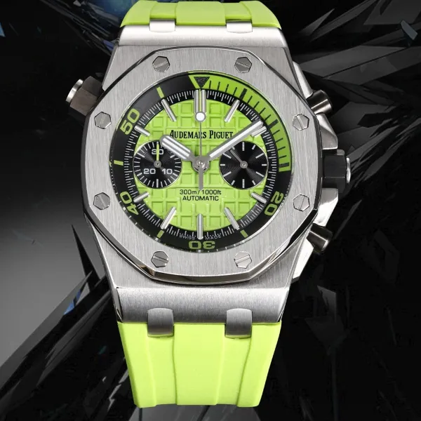 Audemars Piguet Royal Oak Offshore Chronograph Lime Green Rubber Strap Watch Watches - 1
